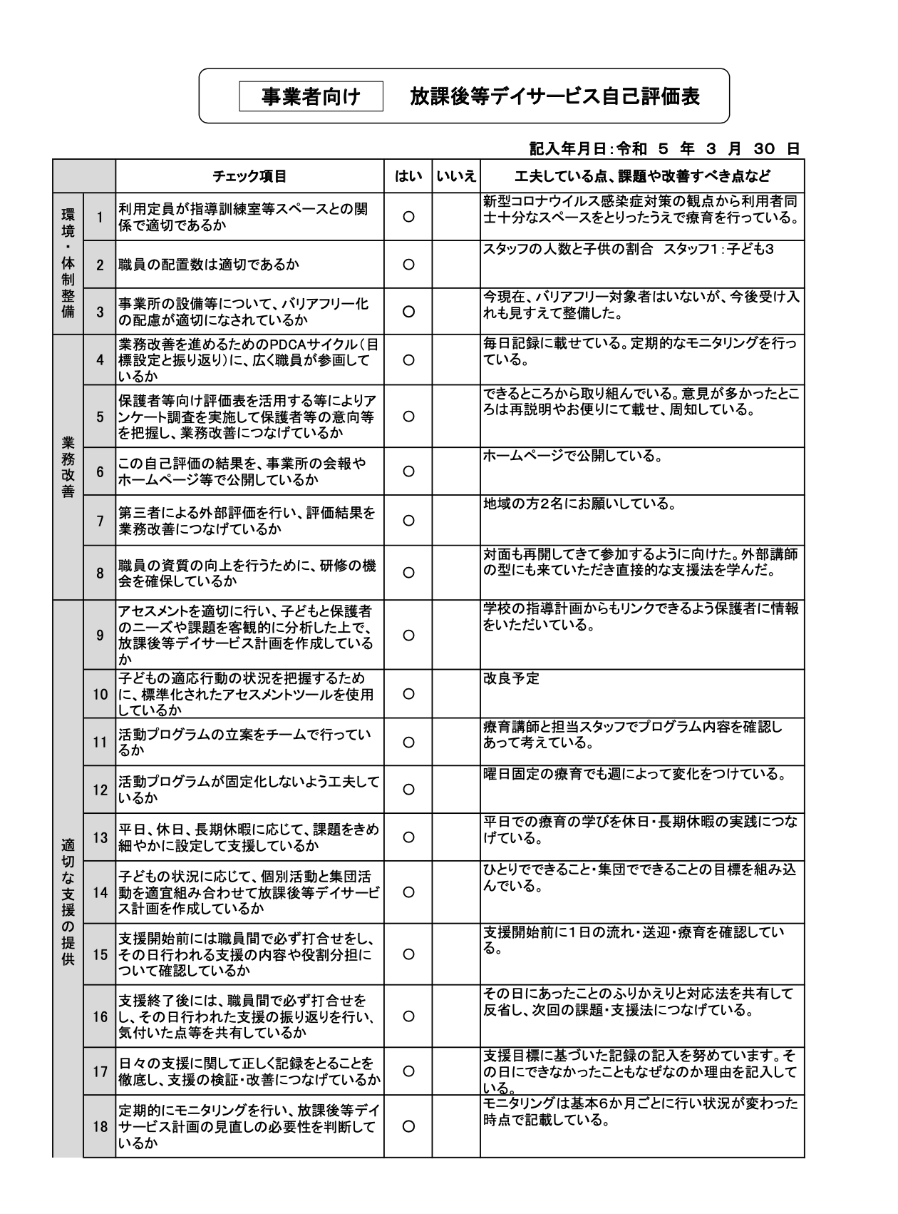 自己評価表