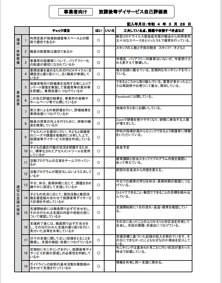 自己評価表